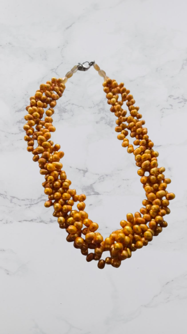 Sunrise Orange Freshwater Pearl Necklace