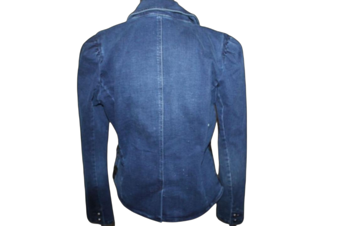 Lorraina- Black Denim Lace Jacket