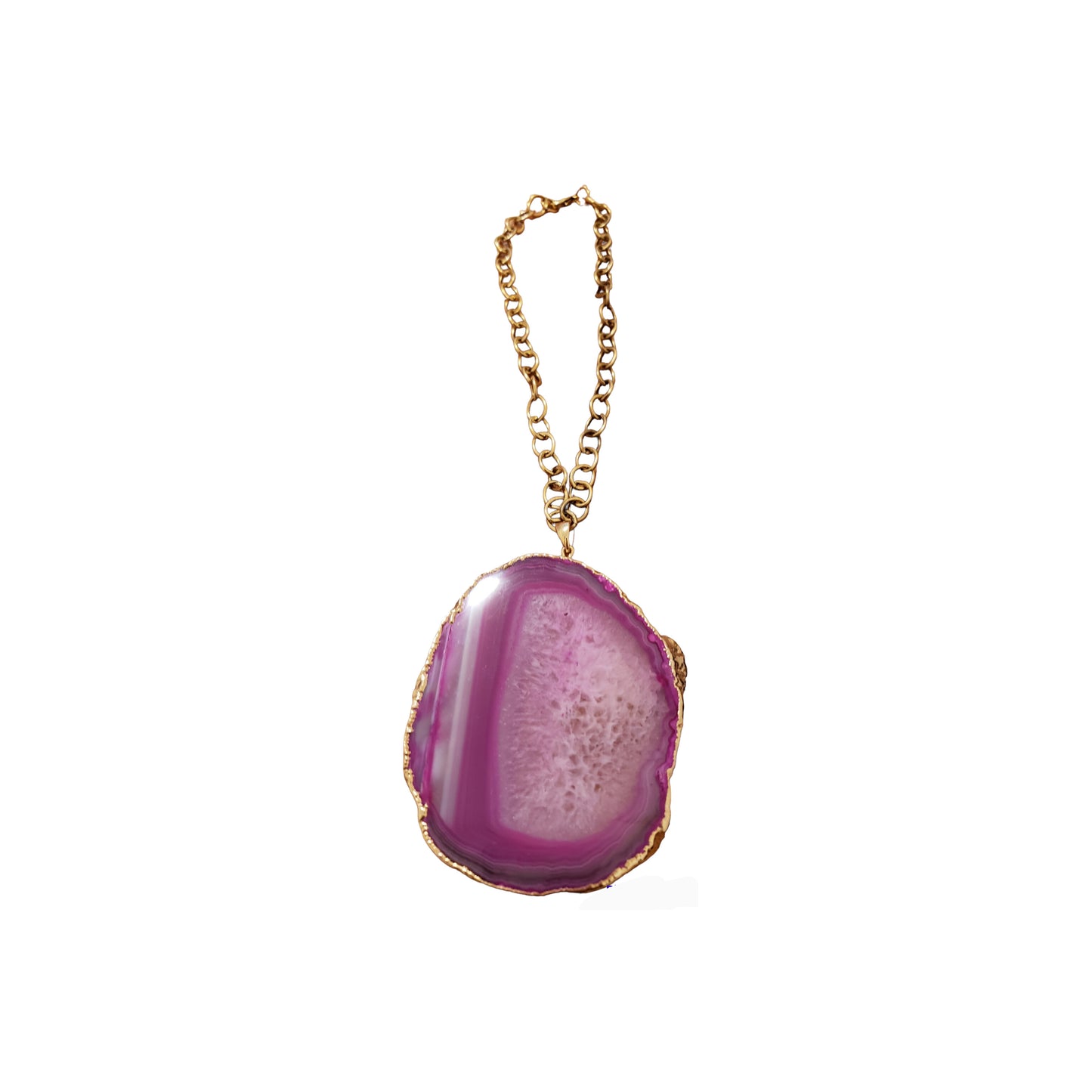 Gold dipped Hot Pink Geode Agate Pendant