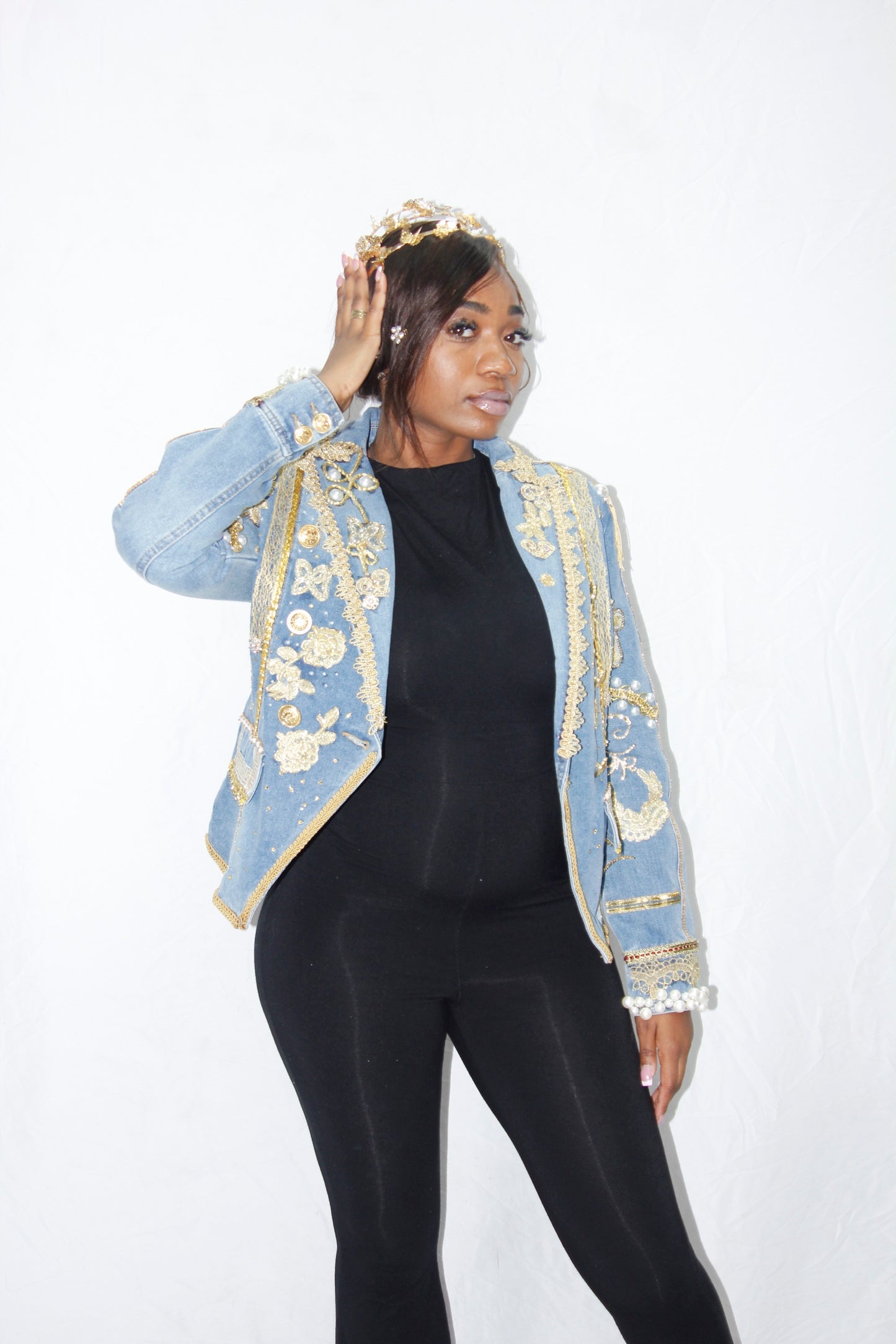 Derrico - Royal Gold Denim Lace Jacket