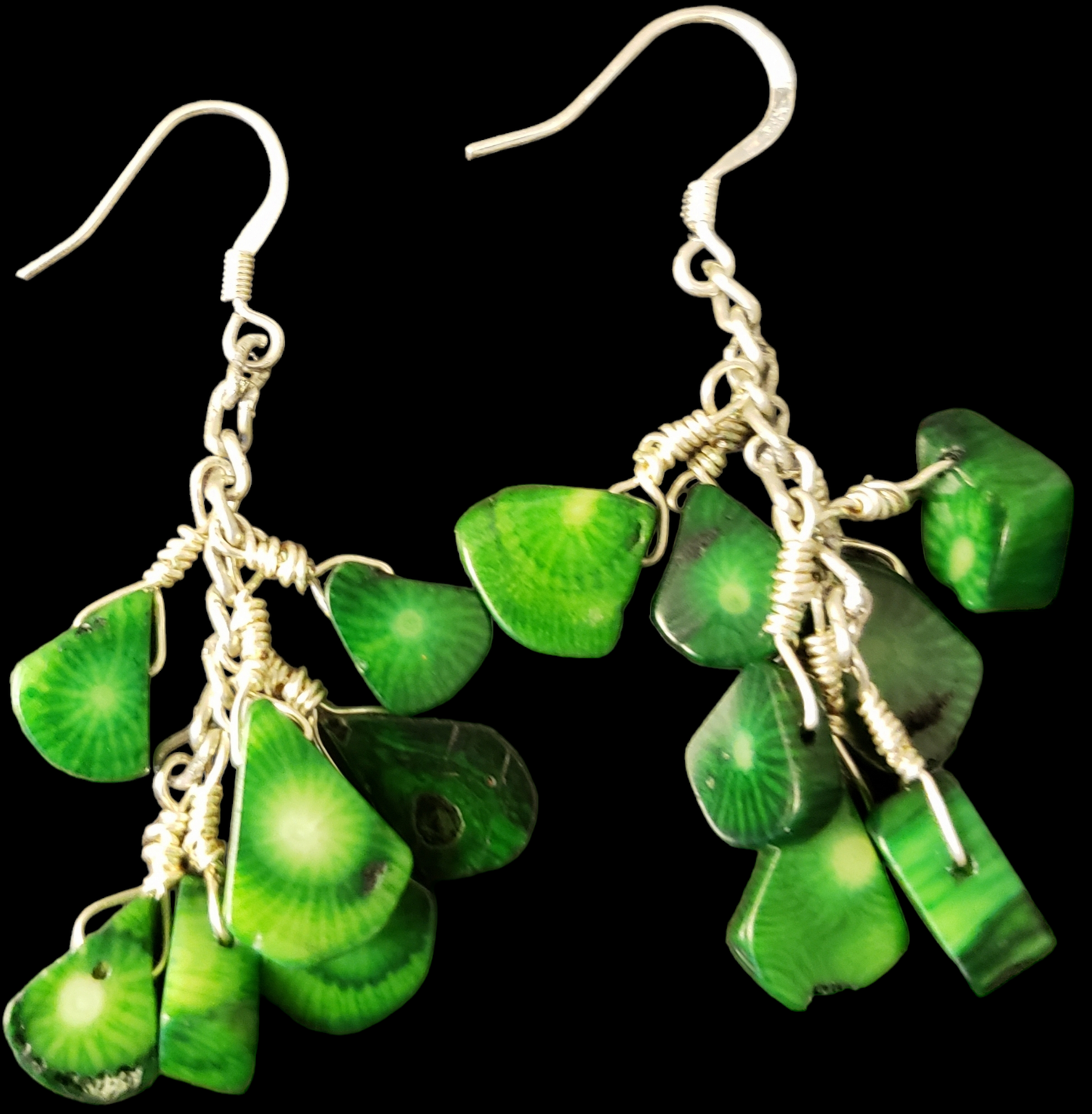 Green Bamboo Coral Teardrops