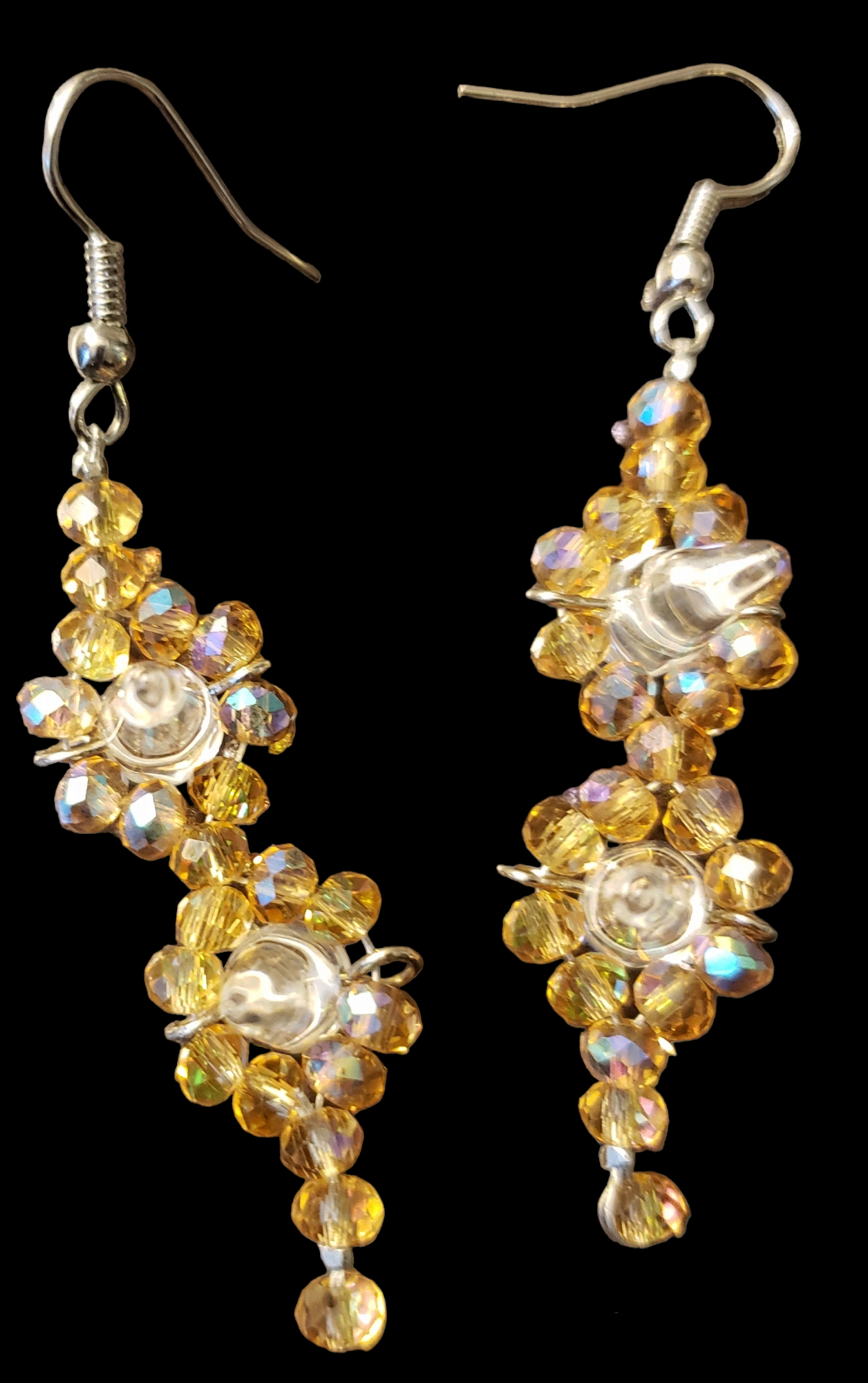 Gold Crystals & Cone earrings