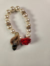 Red Quartzite Rose & Pearls with Gucci Inspired Fur Mule