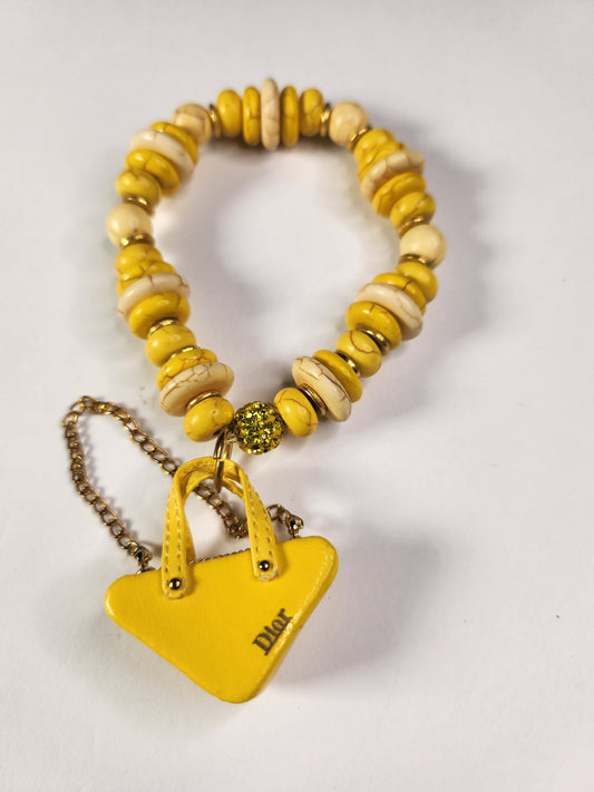 Yellow Triangle Dior Inspired charmed bracelet