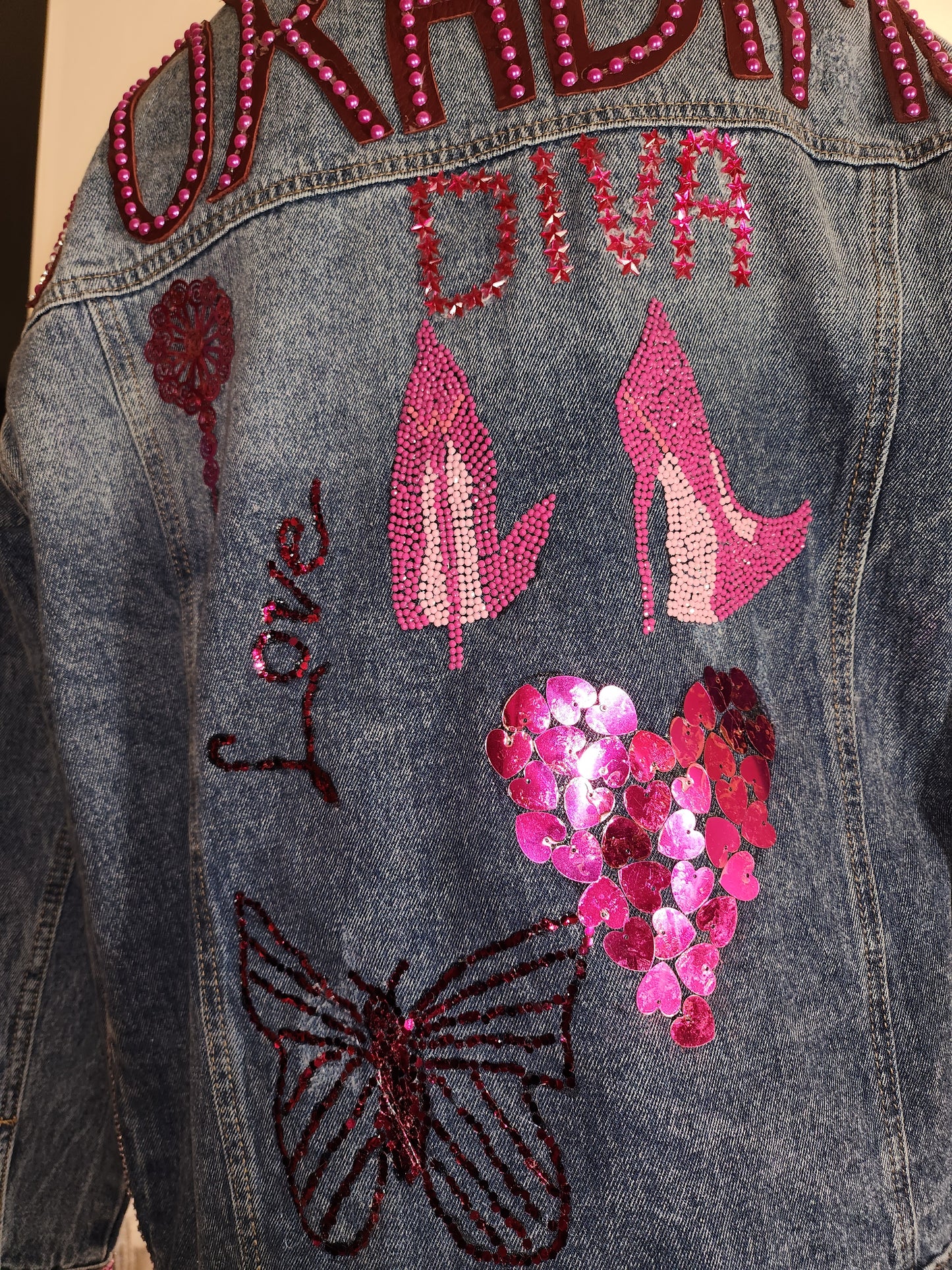 Penelope- Pretty Pink studded Denim Jacket