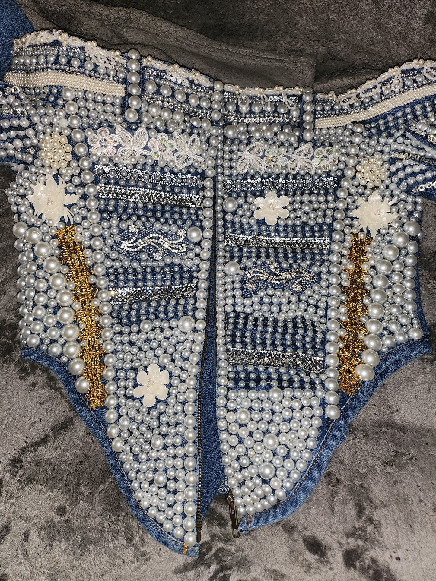 Sexy Mama- Blue Denim Pearl Bustier