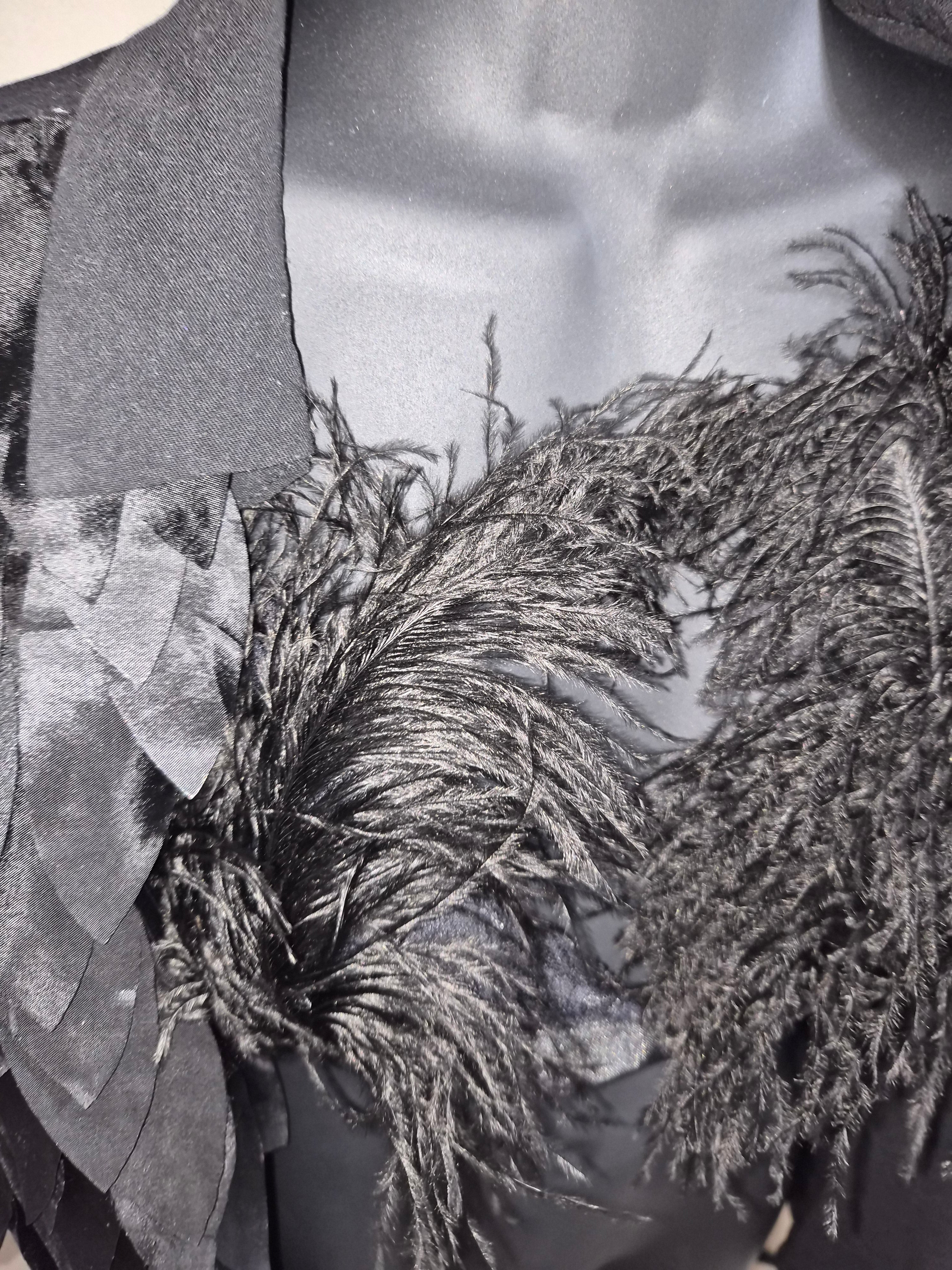 🖤 Midnight Eclipse Swan — Feathered Couture Bralette