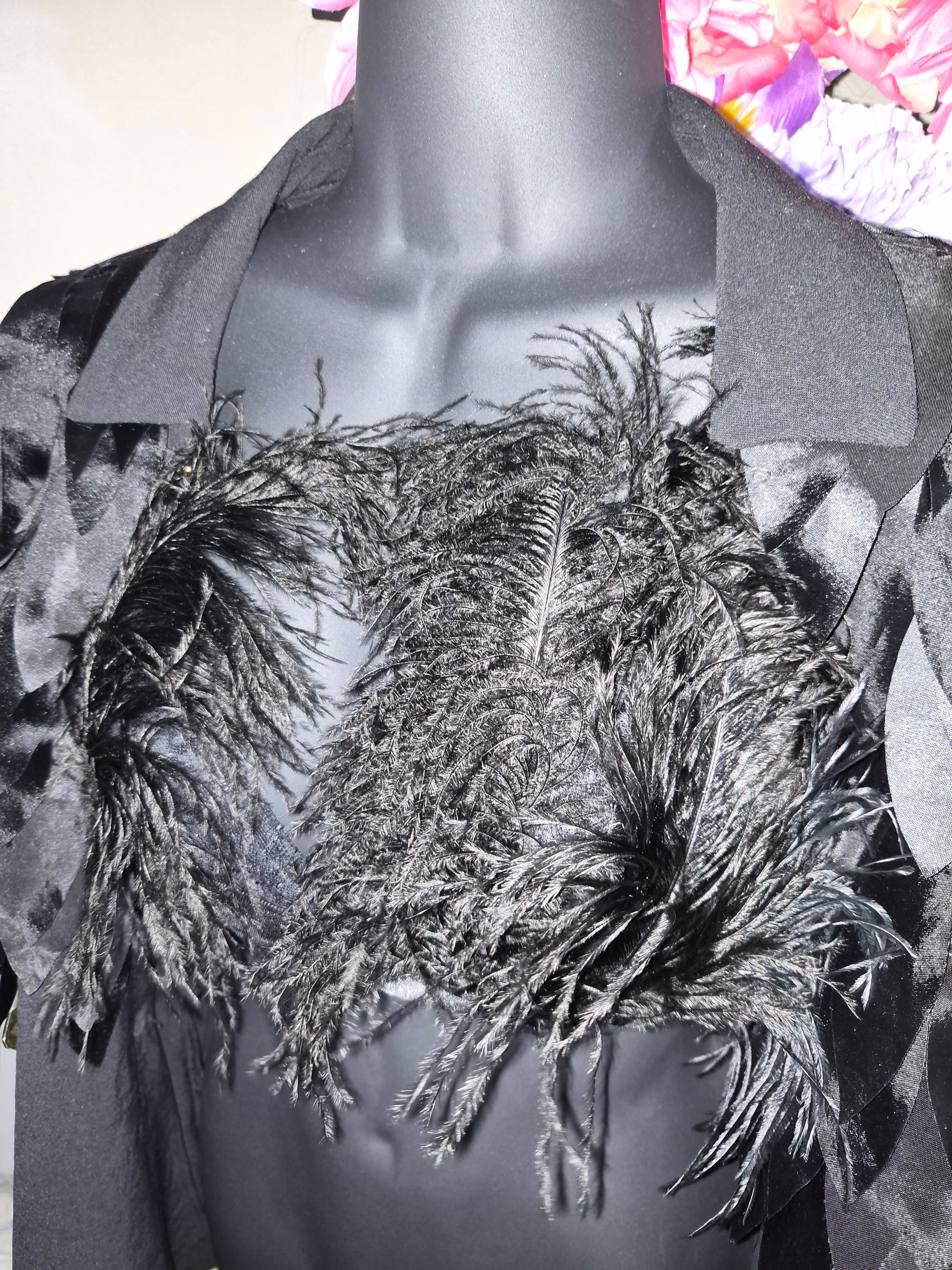 🖤 Midnight Eclipse Swan — Feathered Couture Bralette