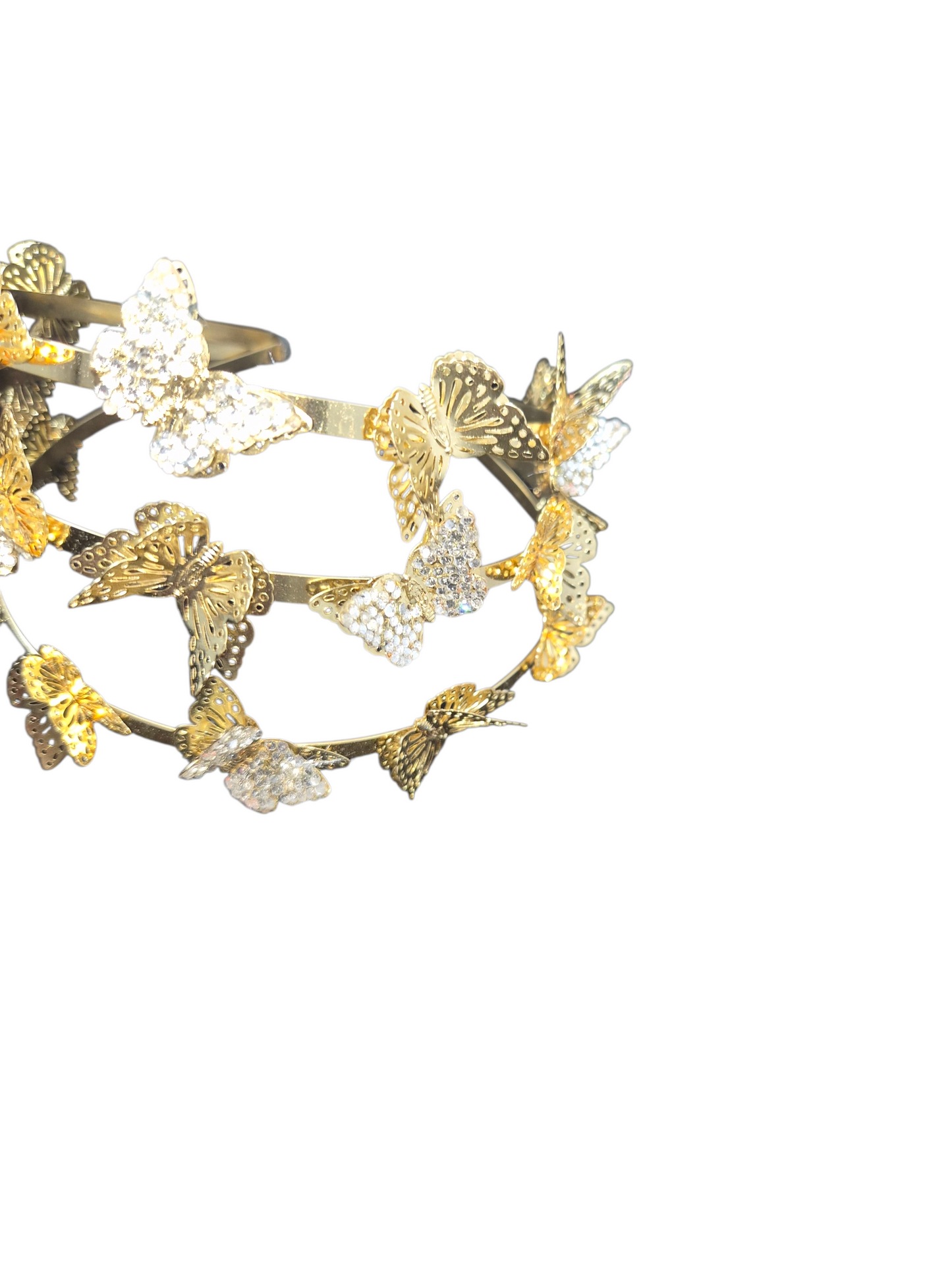 🦋 Aurelia in Flight Triple Stacked Couture Studded Butterfly Cuff