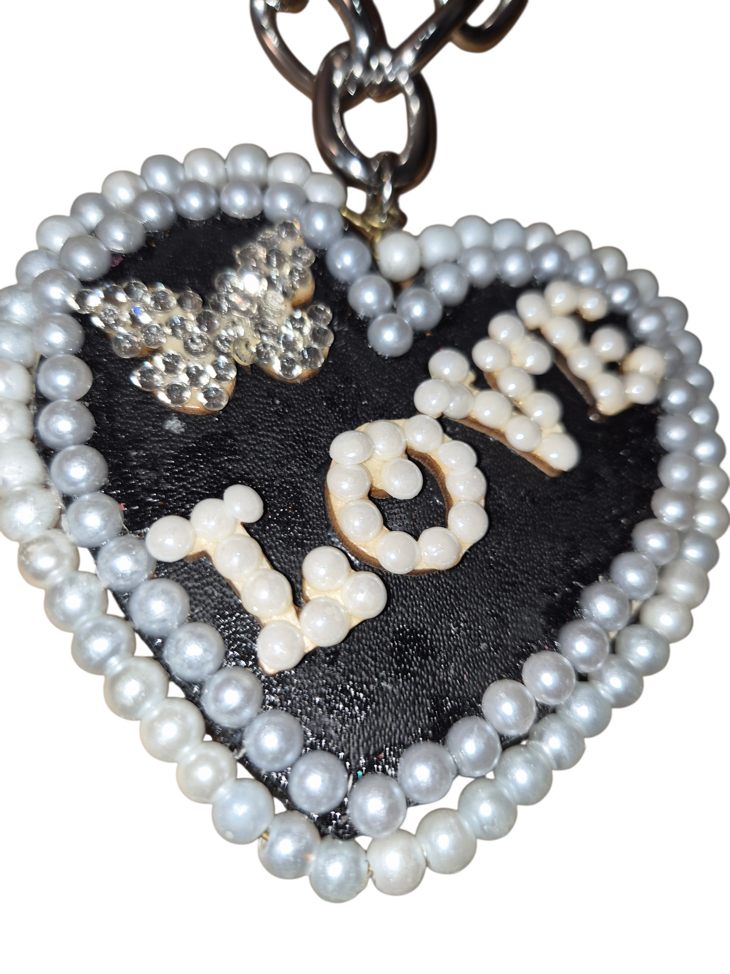 We Amour Butterfly Heart (Leather & Pearl) Necklace