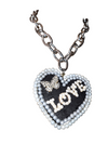 We Amour Butterfly Heart (Leather & Pearl) Necklace
