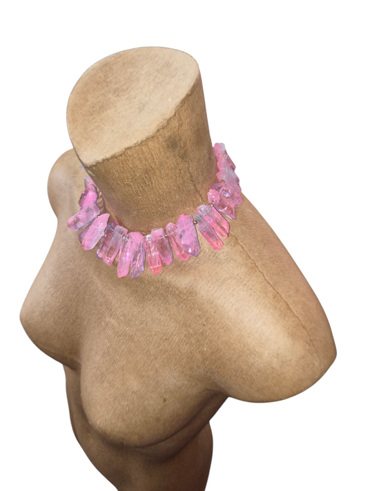 Pink Eclectic Icicle Sticks Necklace