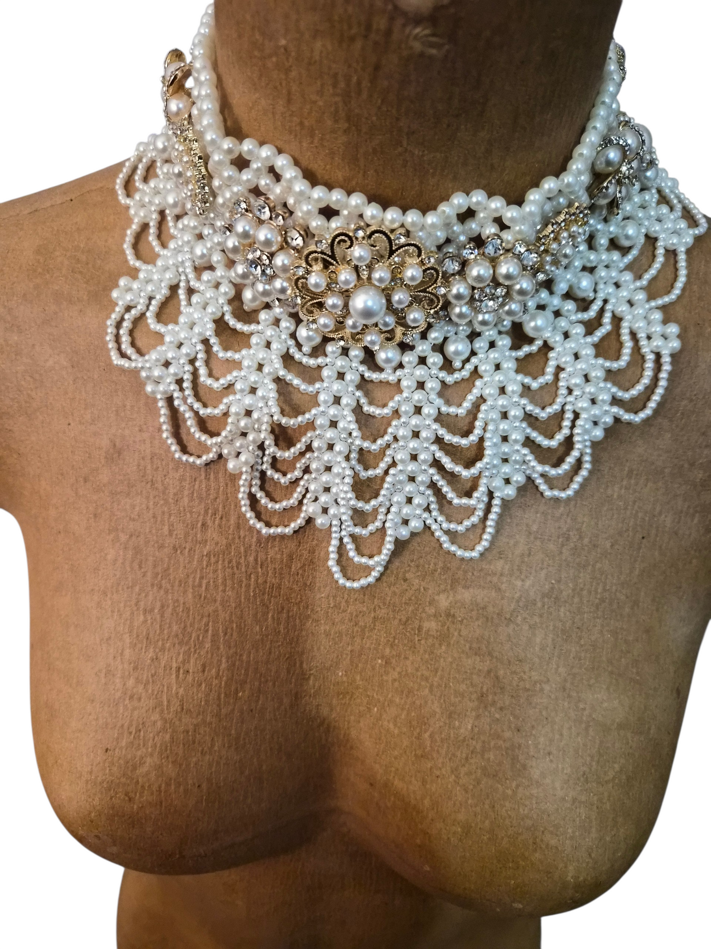 Ivory Pearl Cascade Collar Necklace