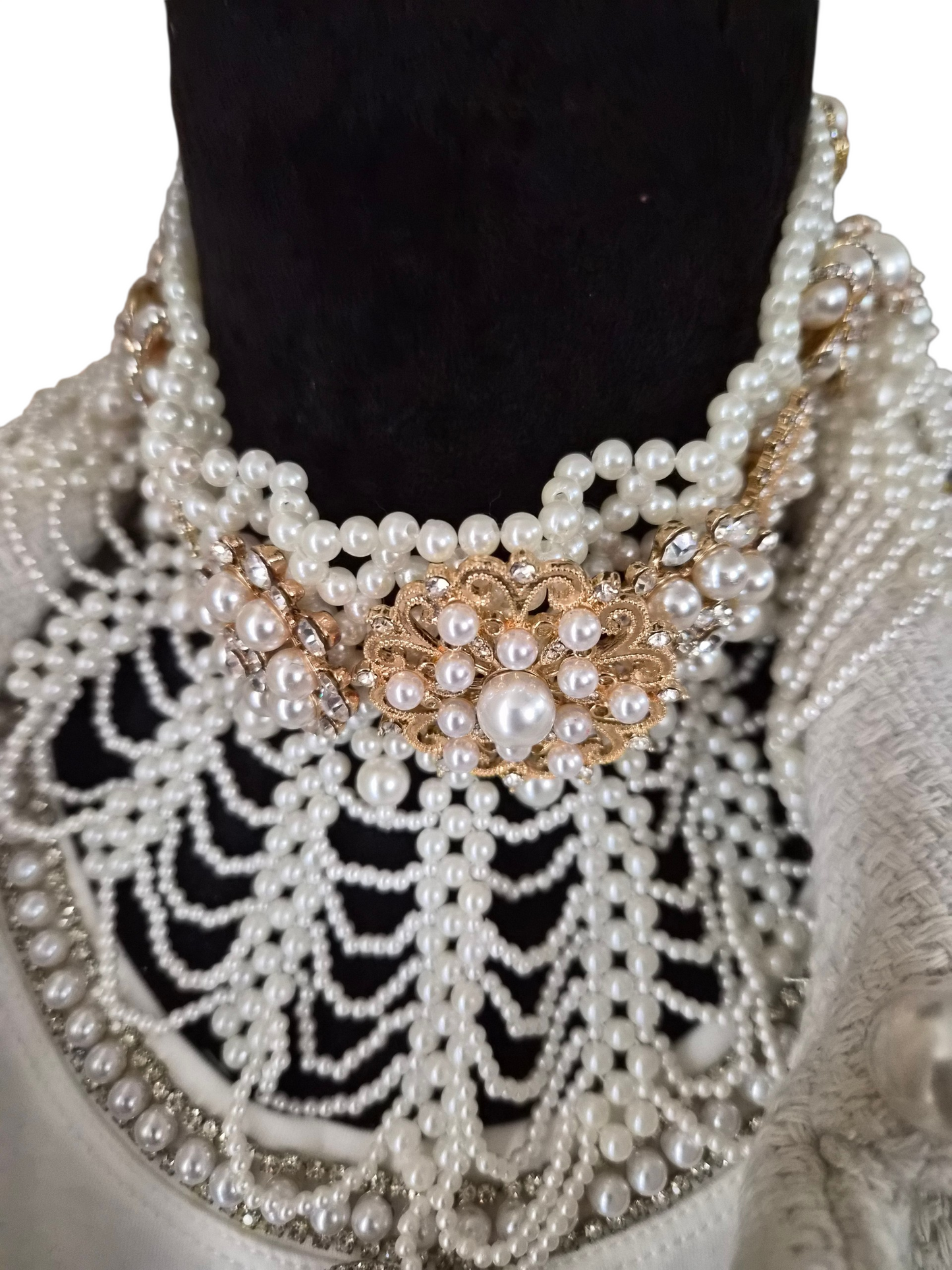 Ivory Pearl Cascade Collar Necklace