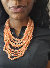 Salmon Cake Coral Clustered Necklace