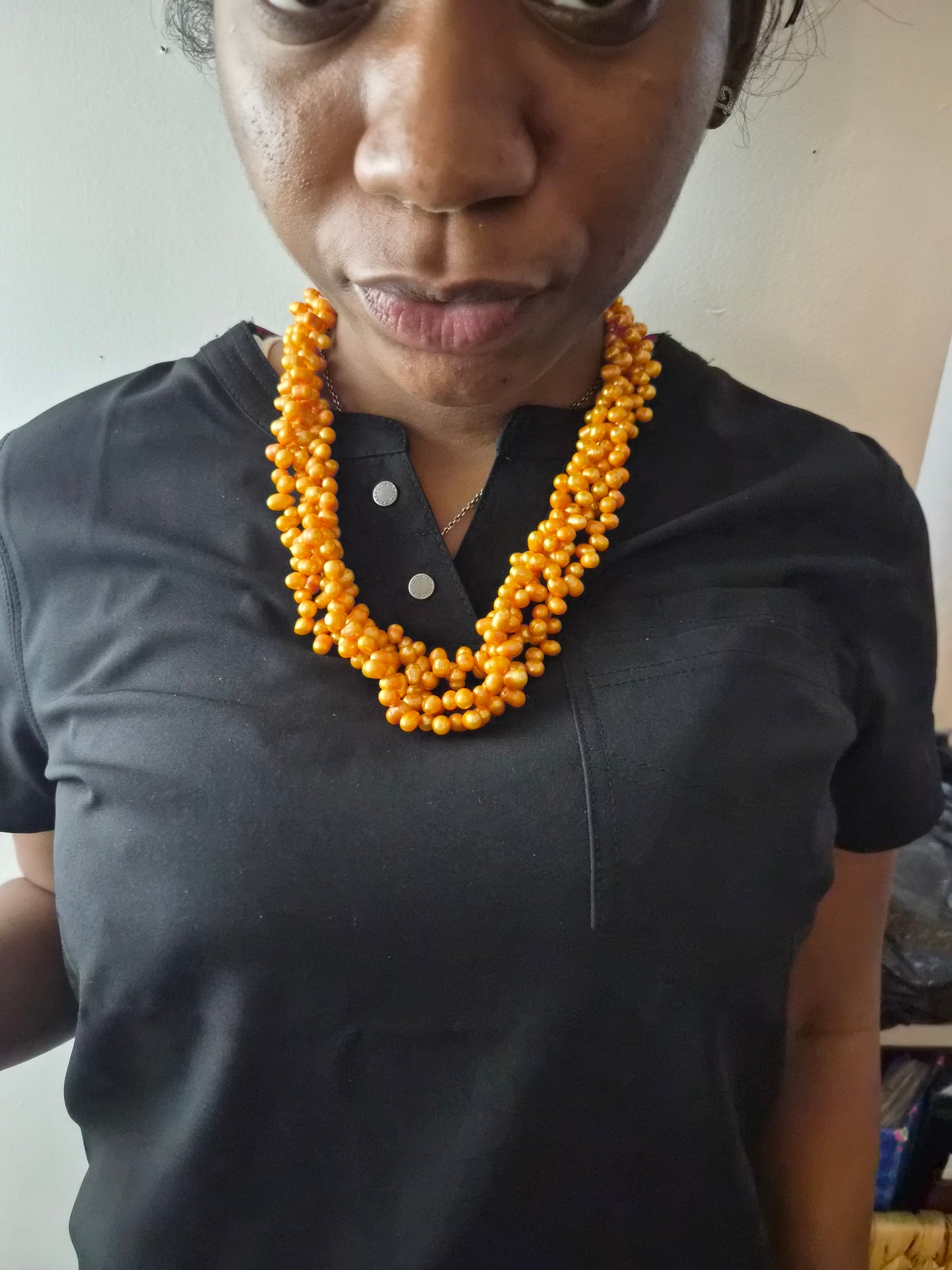 Sunrise Orange Freshwater Pearl Necklace