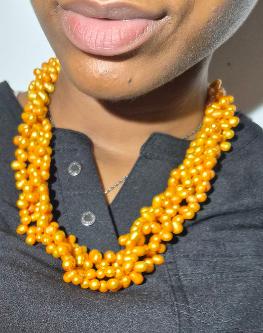 Sunrise Orange Freshwater Pearl Necklace