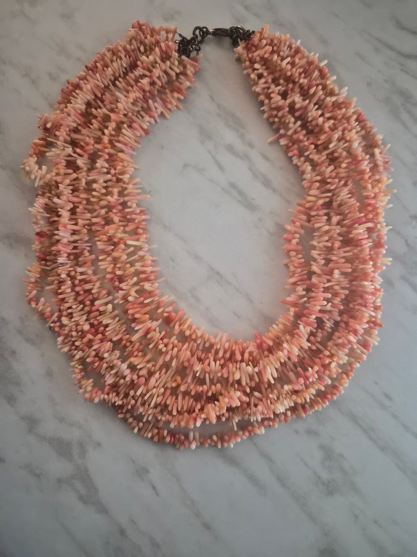 Salmon Cake Coral Clustered Necklace