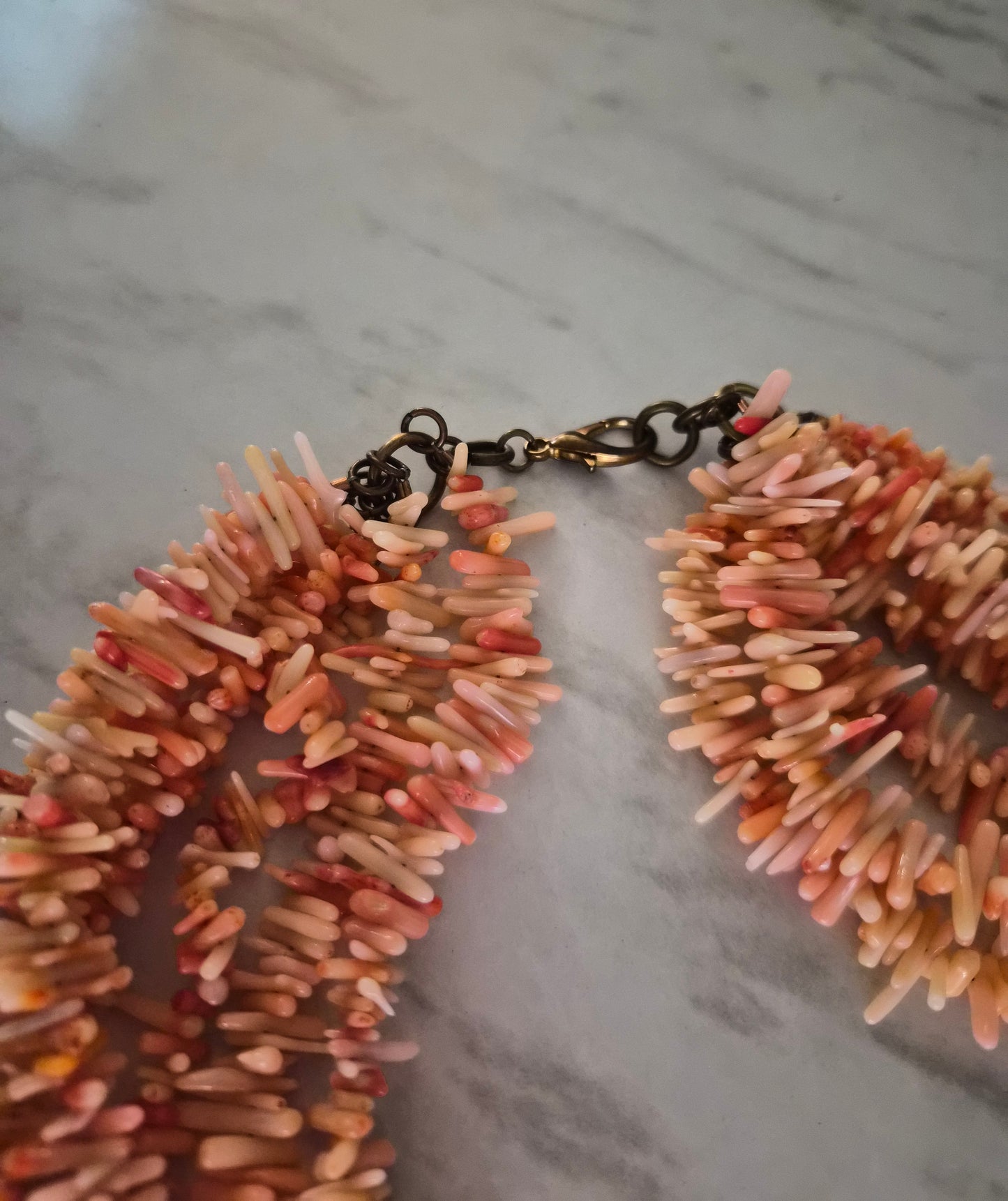 Salmon Cake Coral Clustered Necklace