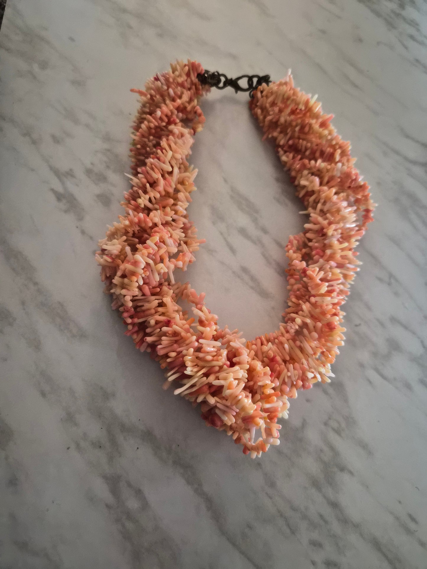 Salmon Cake Coral Clustered Necklace