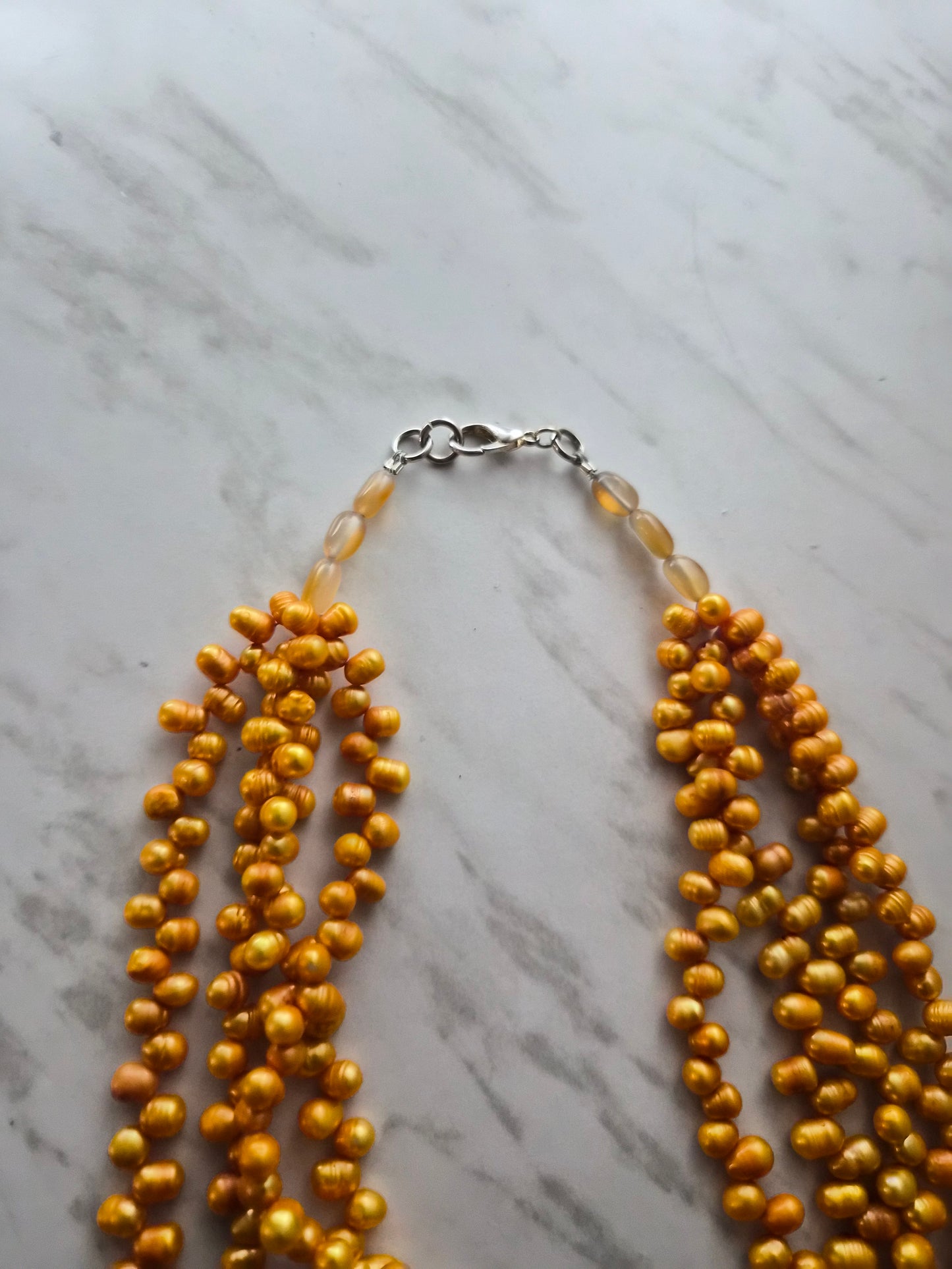 Sunrise Orange Freshwater Pearl Necklace