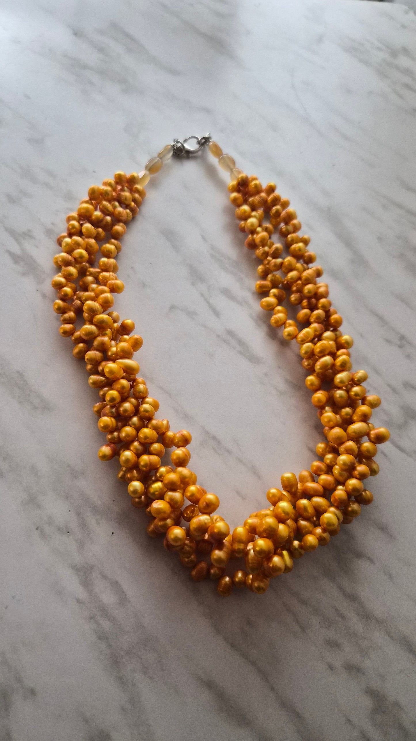 Sunrise Orange Freshwater Pearl Necklace