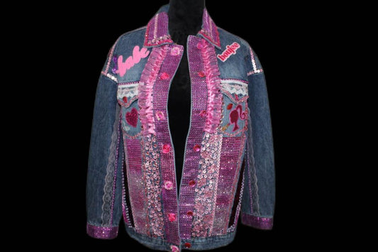 Penelope- Pretty Pink studded Denim Jacket