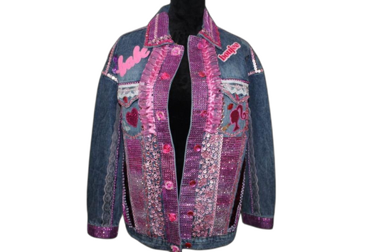 Penelope- Pretty Pink studded Denim Jacket