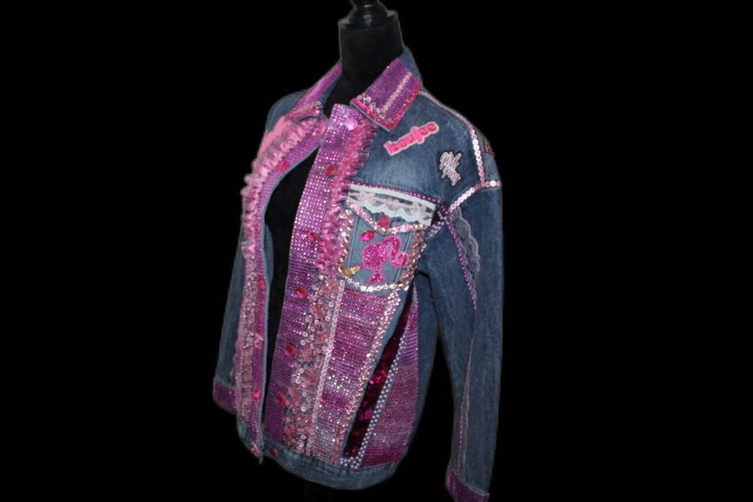 Penelope- Pretty Pink studded Denim Jacket