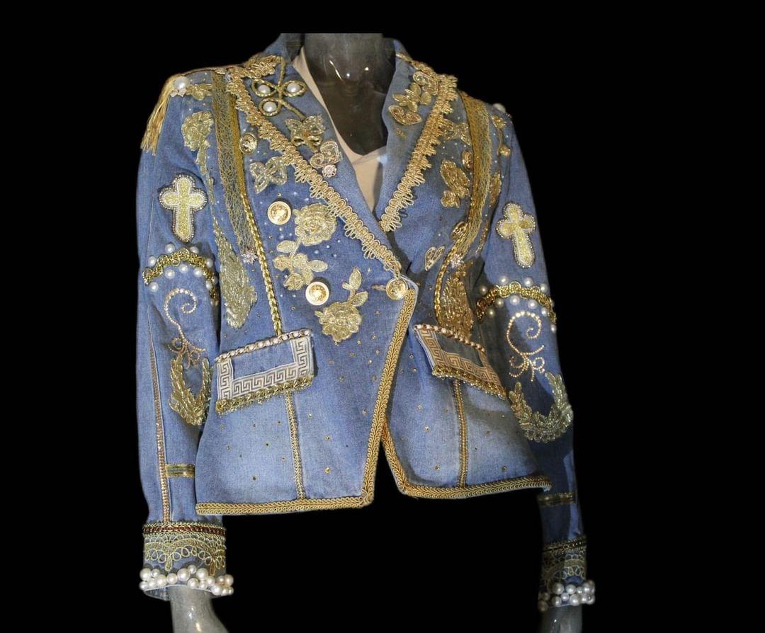 Derrico - Royal Gold Denim Lace Jacket