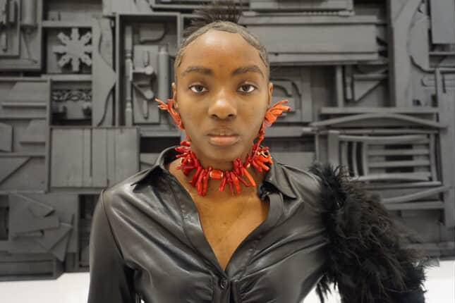 Strawberry Studded Peace Leather Earrings