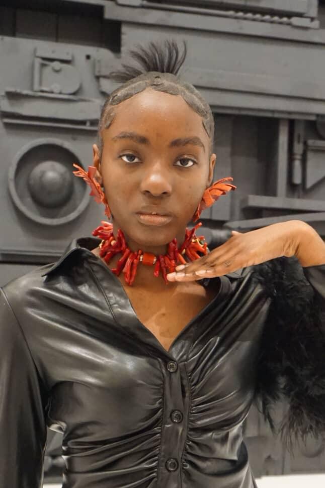 Strawberry Studded Peace Leather Earrings