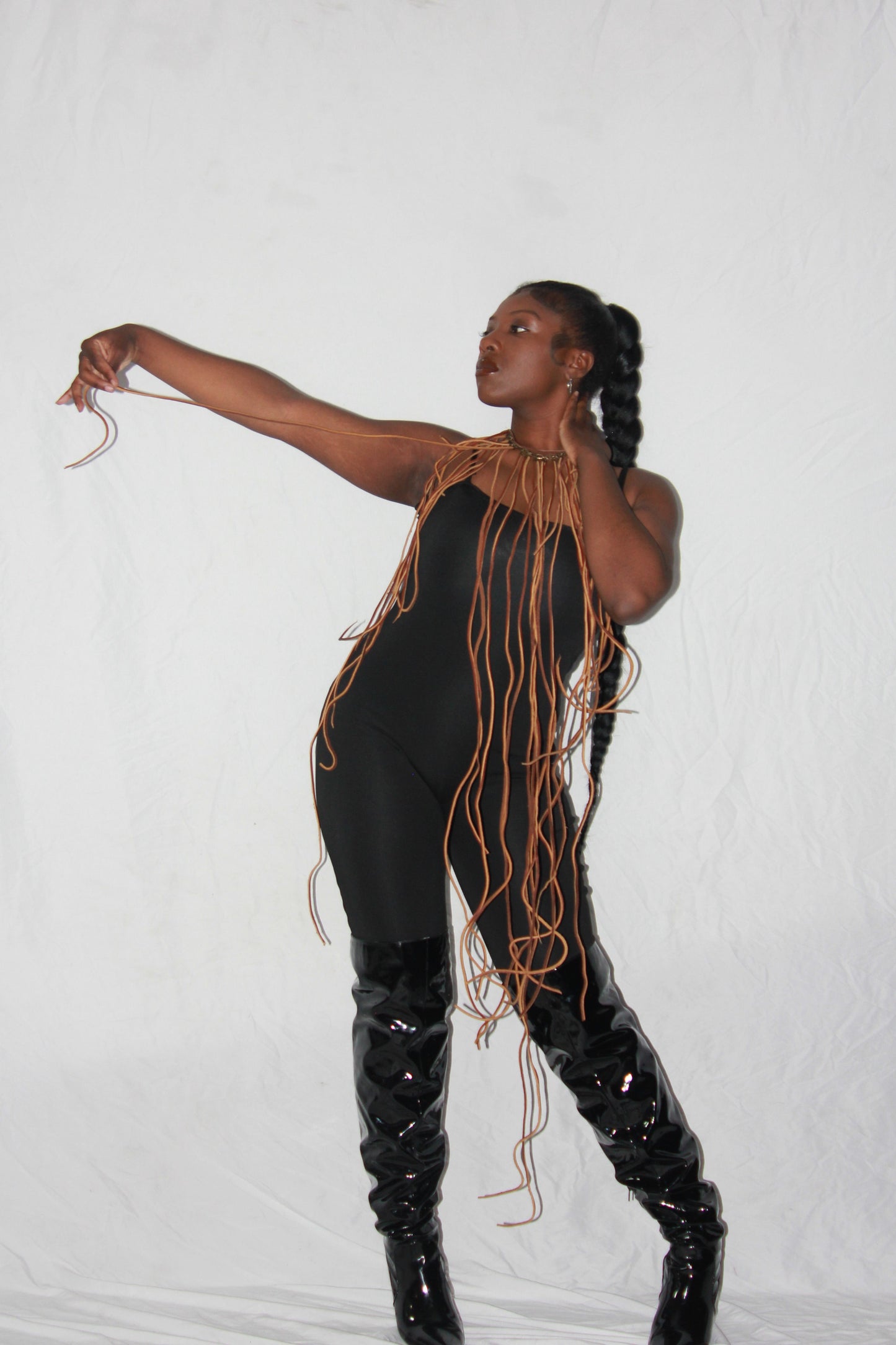 Lange braune Boogie Down-Premium-Lederfransen