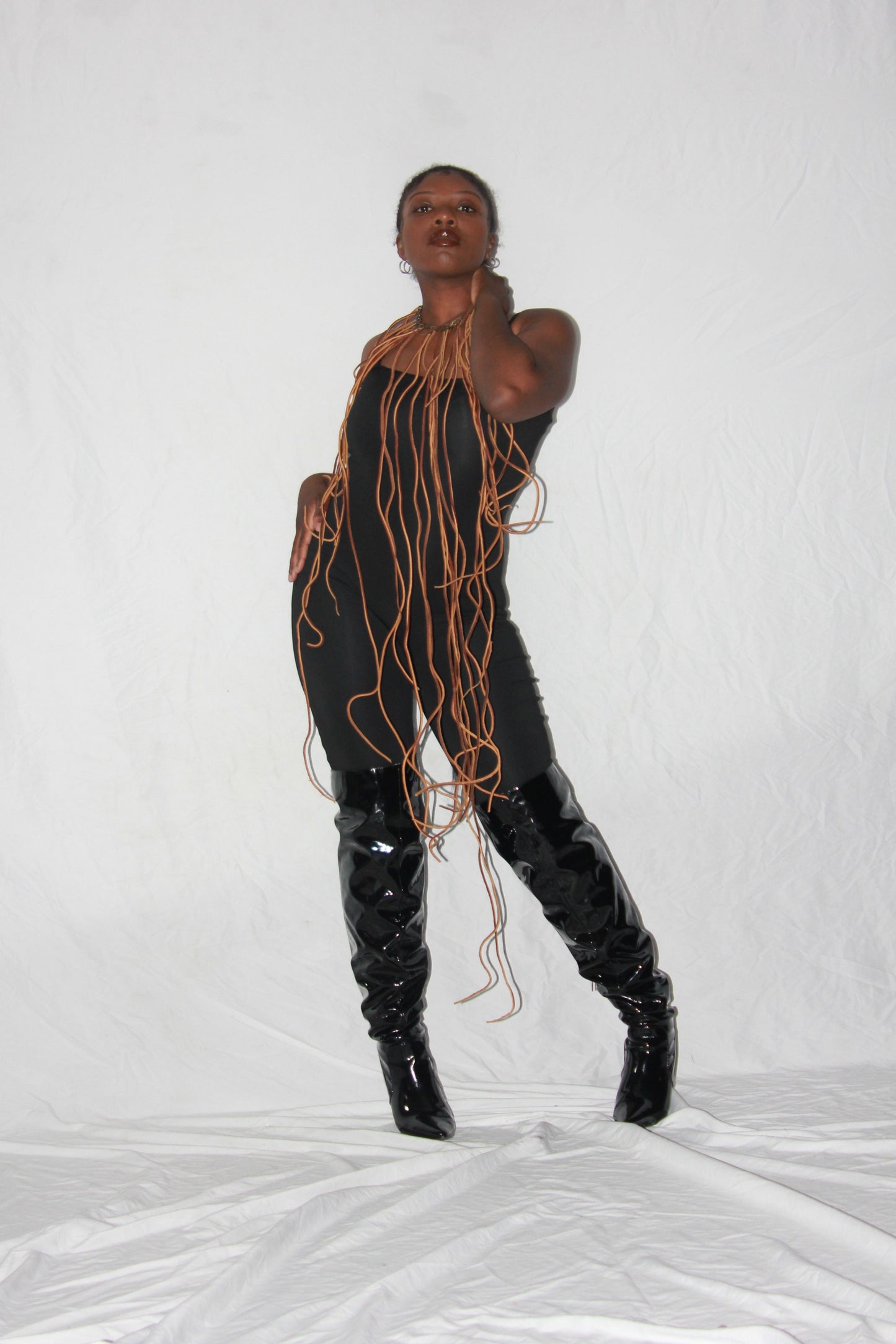 Lange braune Boogie Down-Premium-Lederfransen