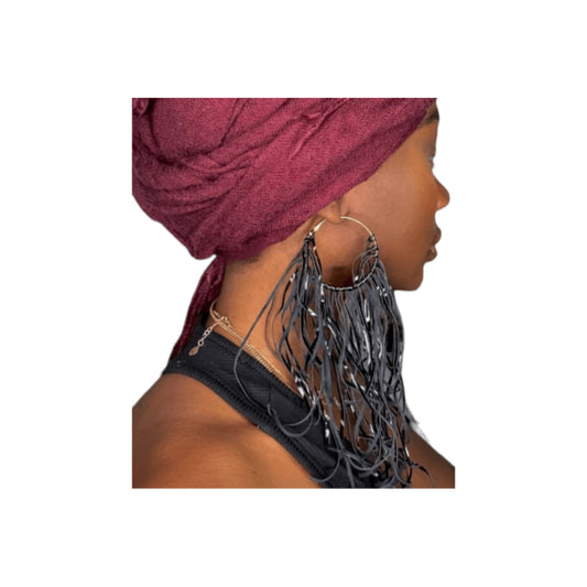 Boho Leather Fringed Earrings – Handcrafted Statement Jewelry