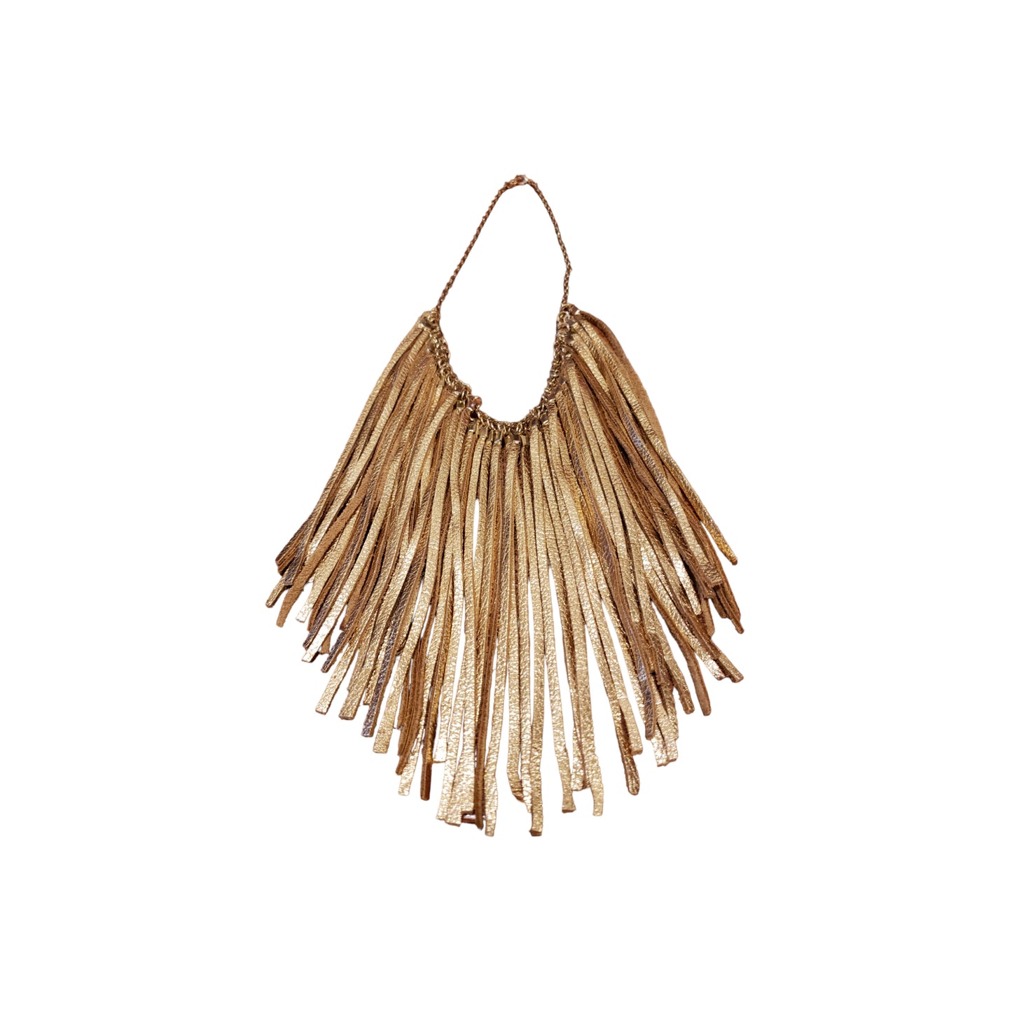 Gold Dangling Leather Fringe Strips