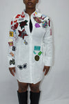 Sophisticated Lady Patched Shirt Dress