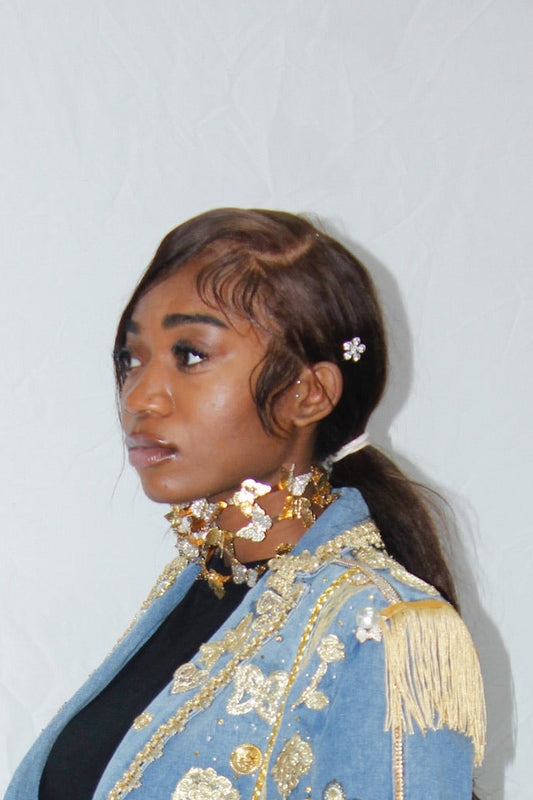 🦋 Aurelia in Flight Triple Stacked Couture Studded Butterfly Cuff