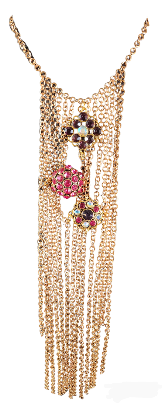 Gold-Plated Statement Linked Bib Charmed Choker