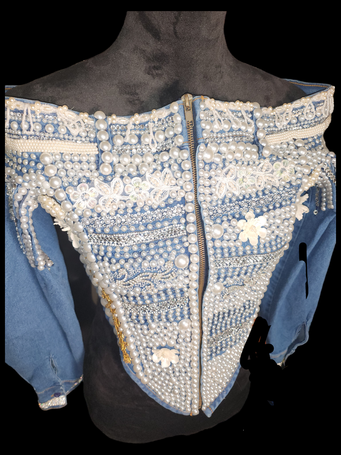 Sexy Mama- Blue Denim Pearl Bustier