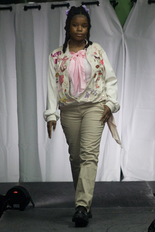 Retro 90's Style Embellished, Junk, Blinged Baseball Jacket