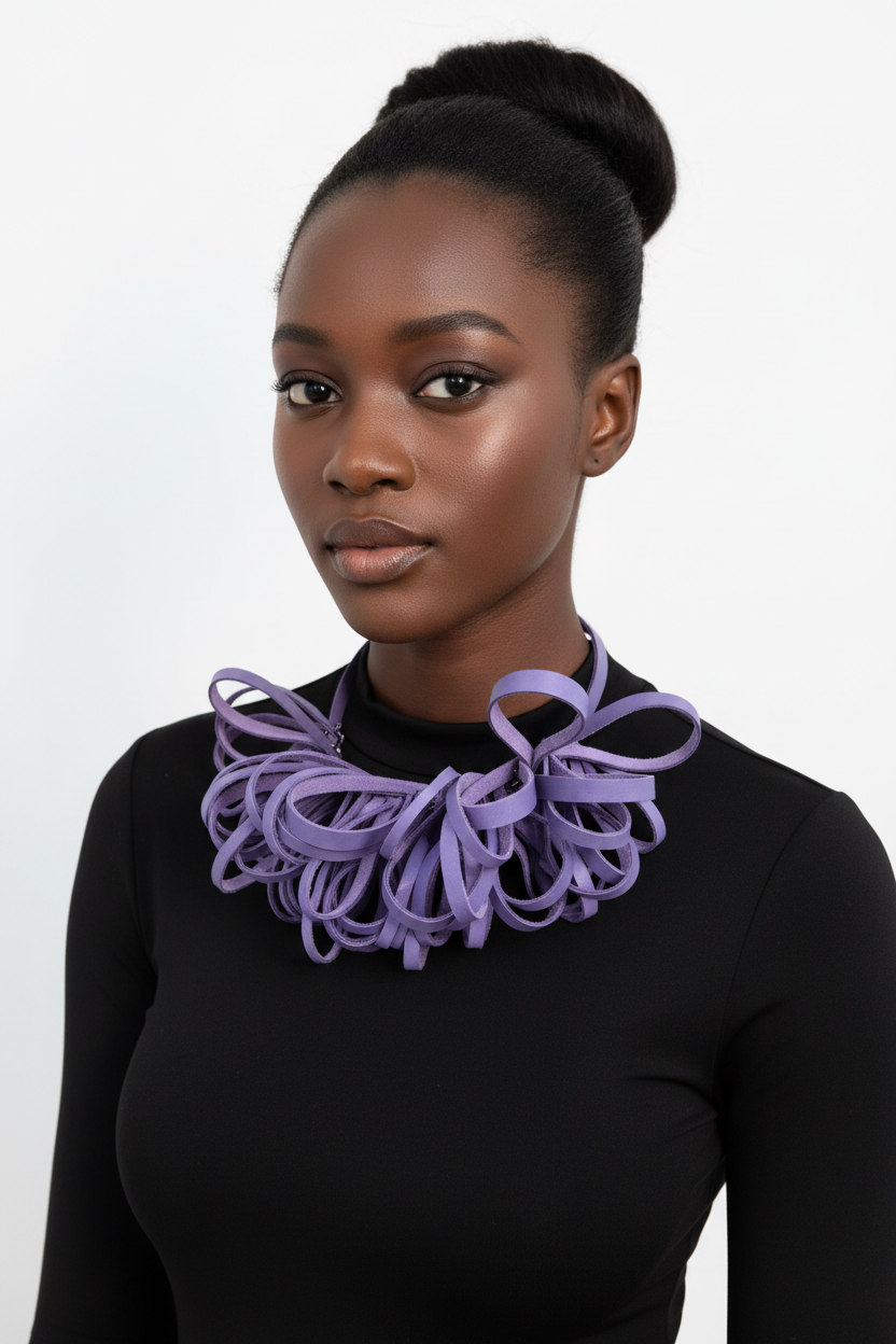 Afro American Model with Purple Necklace