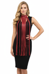 Caucasian model with exact red fringe necklace