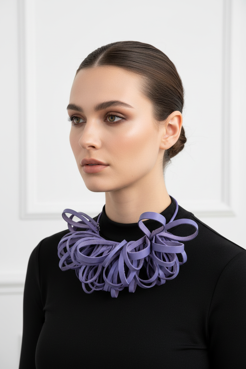 Caucasian Model with Purple Necklace