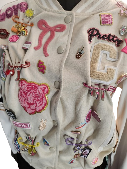 Retro 90's Style Embellished, Junk, Blinged Baseball Jacket