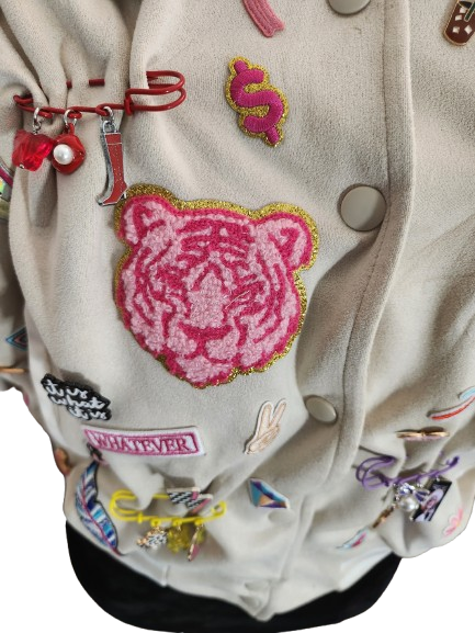 Retro 90's Style Embellished, Junk, Blinged Baseball Jacket