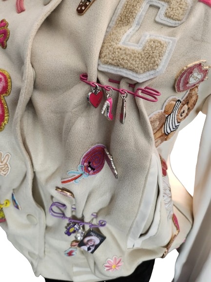 Retro 90's Style Embellished, Junk, Blinged Baseball Jacket