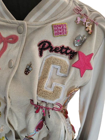 Retro 90's Style Embellished, Junk, Blinged Baseball Jacket