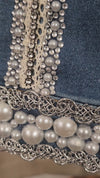 Natalia- Blue Denim Pearl Beaded Jacket