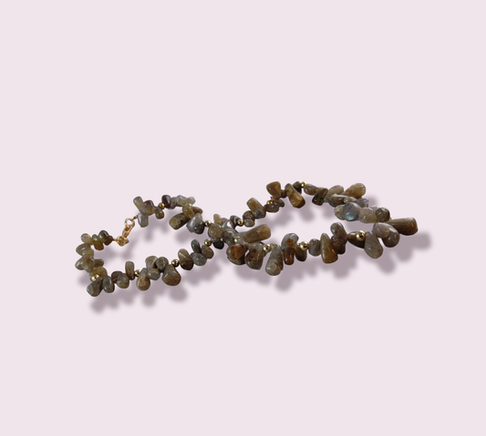Labradorite Puff Teardrop Necklace